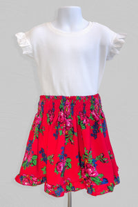 Kasia Smocked Red Folk Skirt