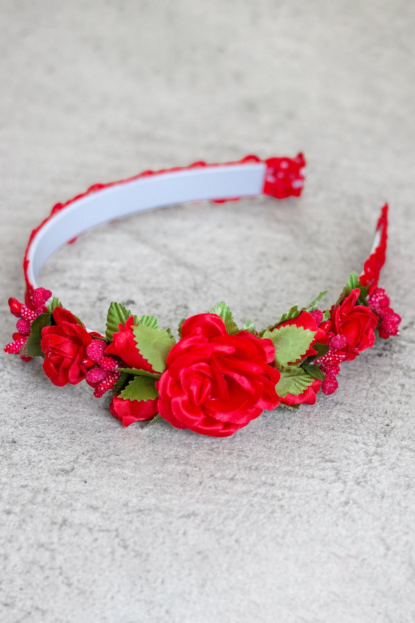 Red Folk Flower Headband
