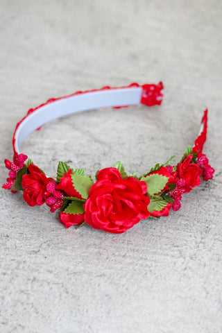 Red Folk Flower Headband