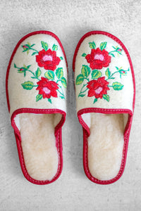 Embroidered Rose Polish Folk Slippers