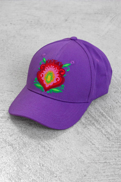 Girls Purple Folk Flower Baseball Hat