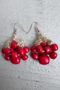 Rustic Red Wooden Earrings