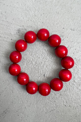Red Wooden Folk Bracelet