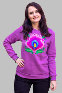 Kalina Heavyweight Embroidered Purple Sweatshirt