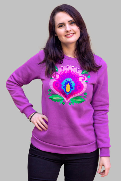 Kalina Heavyweight Embroidered Purple Sweatshirt