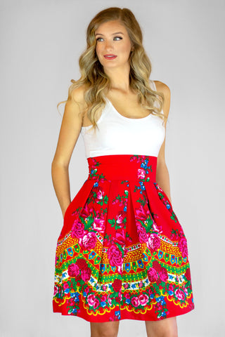 Annette Slavic Red Folk Skirt