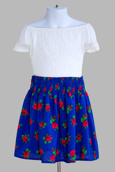 Dominika Smocked Blue Folk Skirt