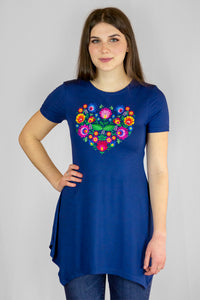 Blooming Heart Blue Top