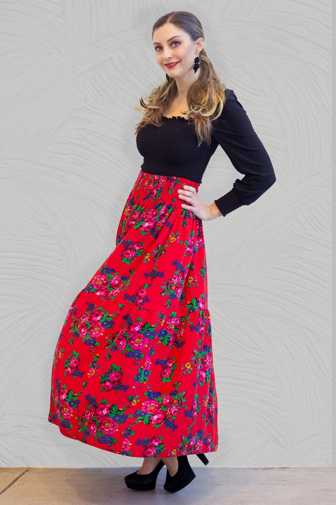 Sample Red Polish Folk Maxi Skirt