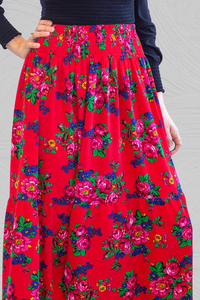Sample Red Polish Folk Maxi Skirt