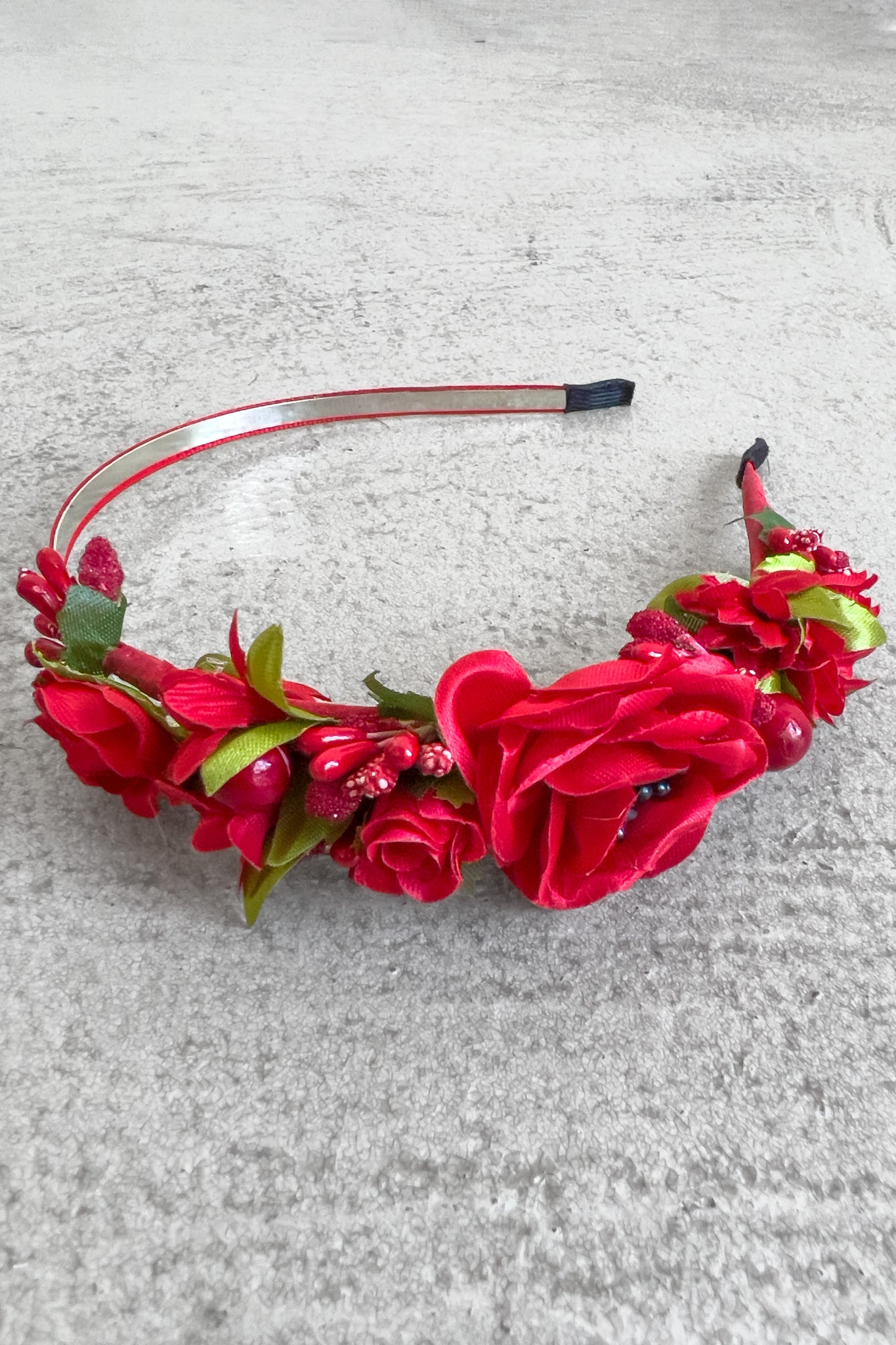 Red Metal Flower Headband