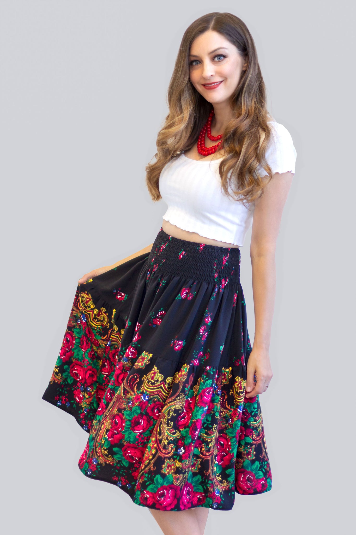 Tatiana Slavic Midi Folk Skirt