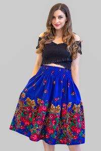 Tatiana Blue Slavic Midi Folk Skirt