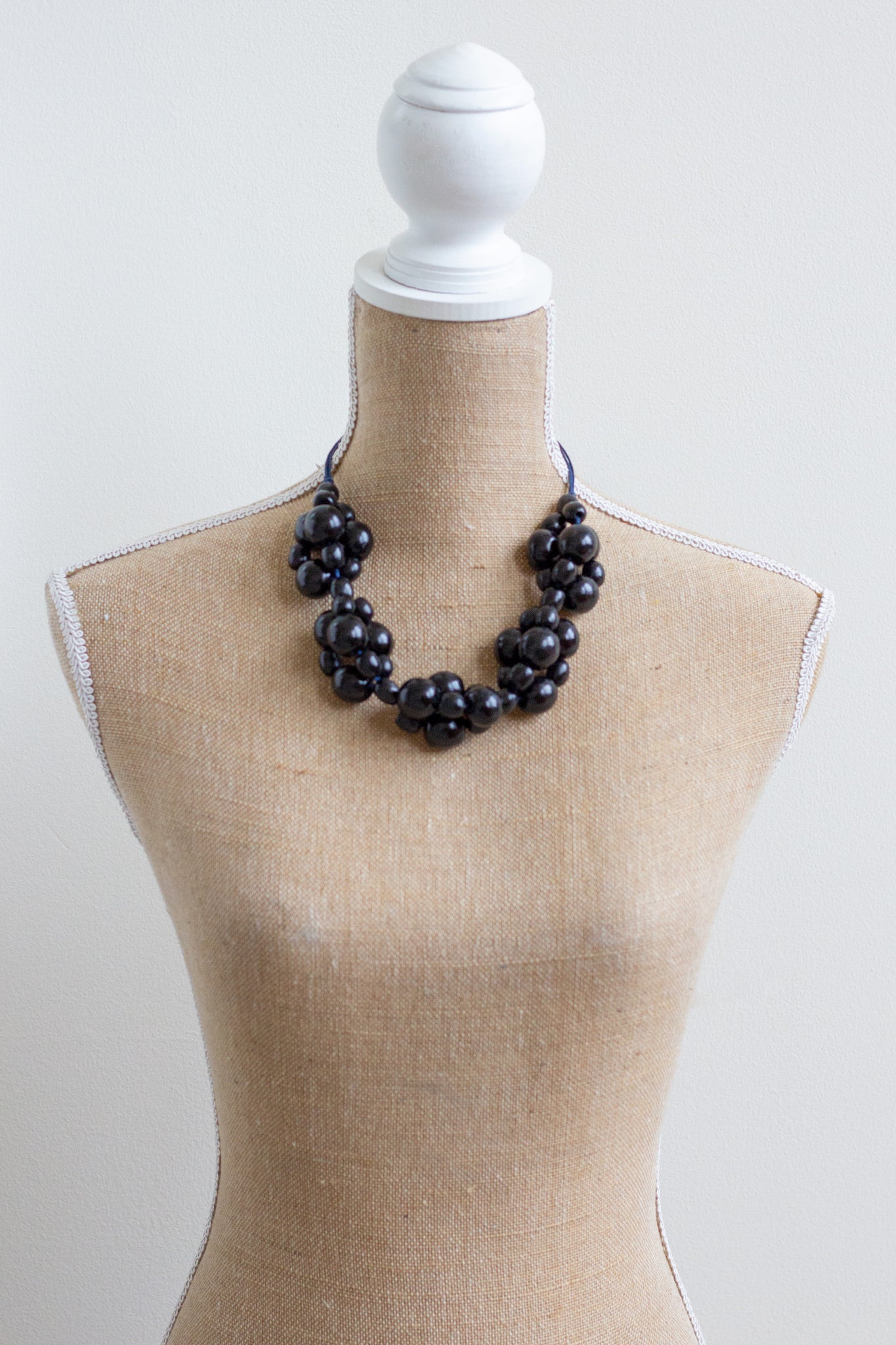 Black Wooden `Folk Necklace