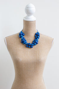 Blue Wooden Folk Necklace