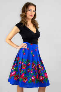 Paulina Blue Folk Skirt