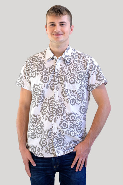 Adam White Hawaiian Folk Shirt