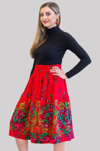 Tatiana Red Slavic Midi Skirt