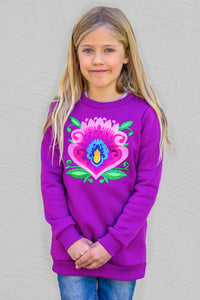 Kalina Heavyweight Embroidered Purple Girl's Sweatshirt